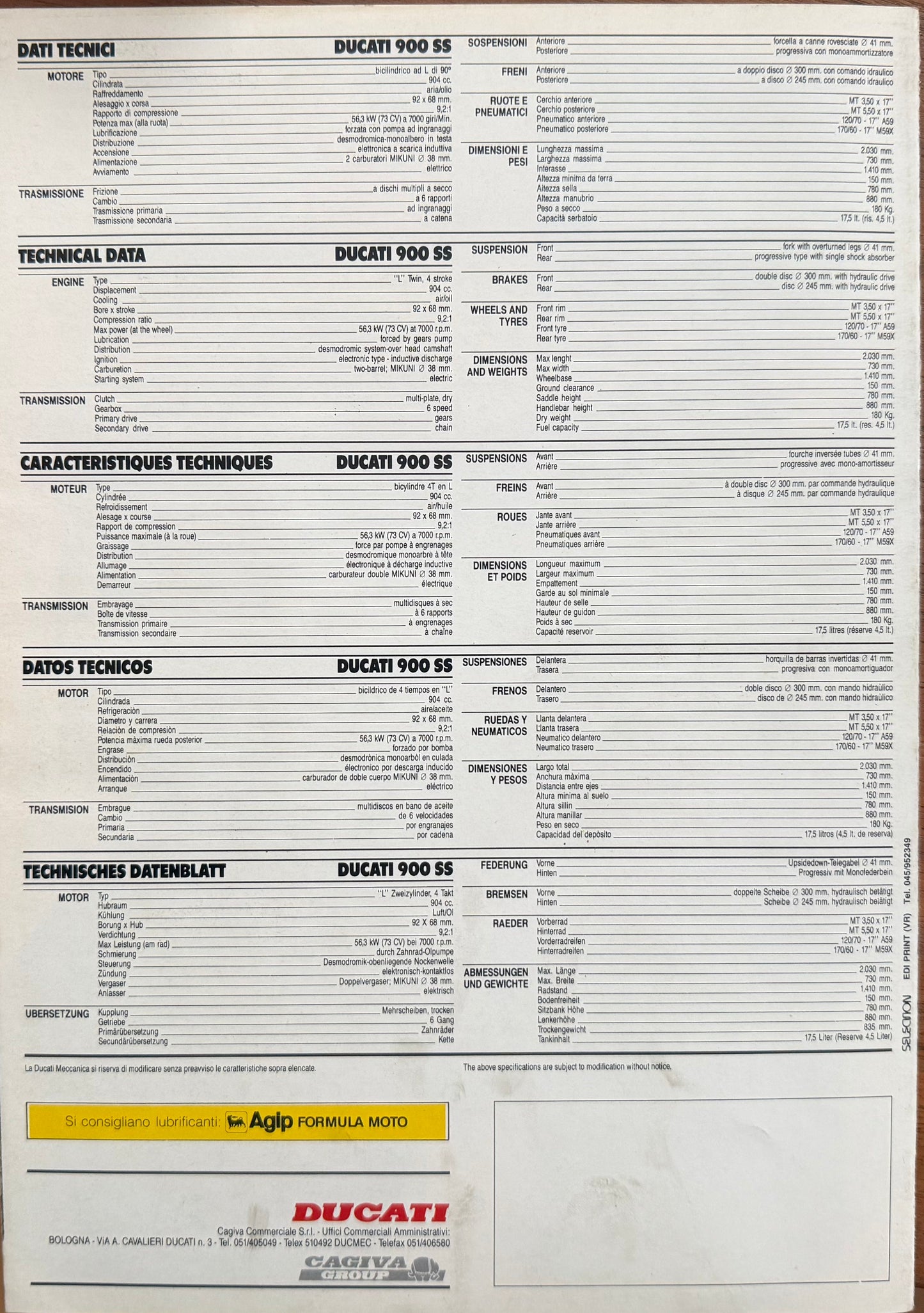 Ducati 900ss Brochure