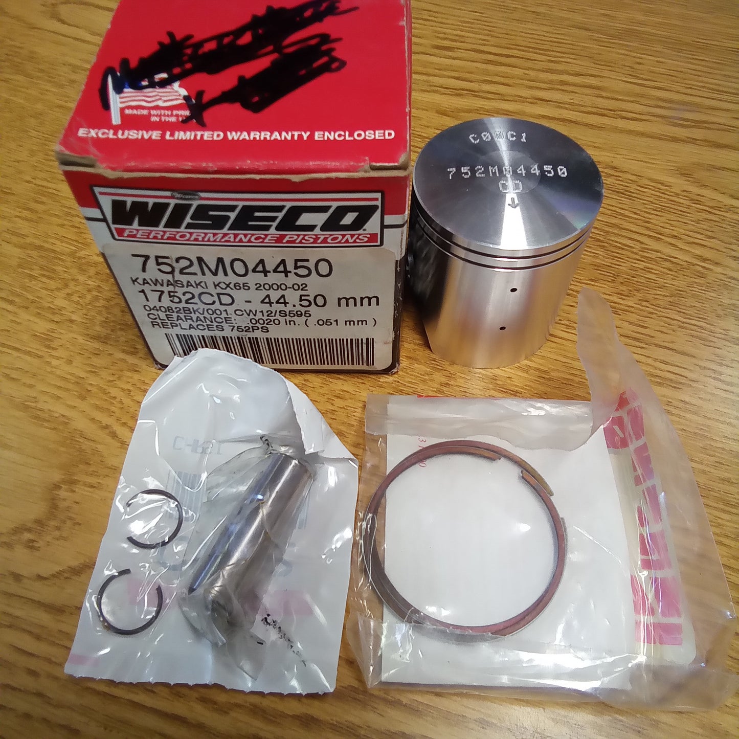 WISECO Piston Kit 7452M04450 Kawasaki KX65 2000-02 Bore 44.50mm