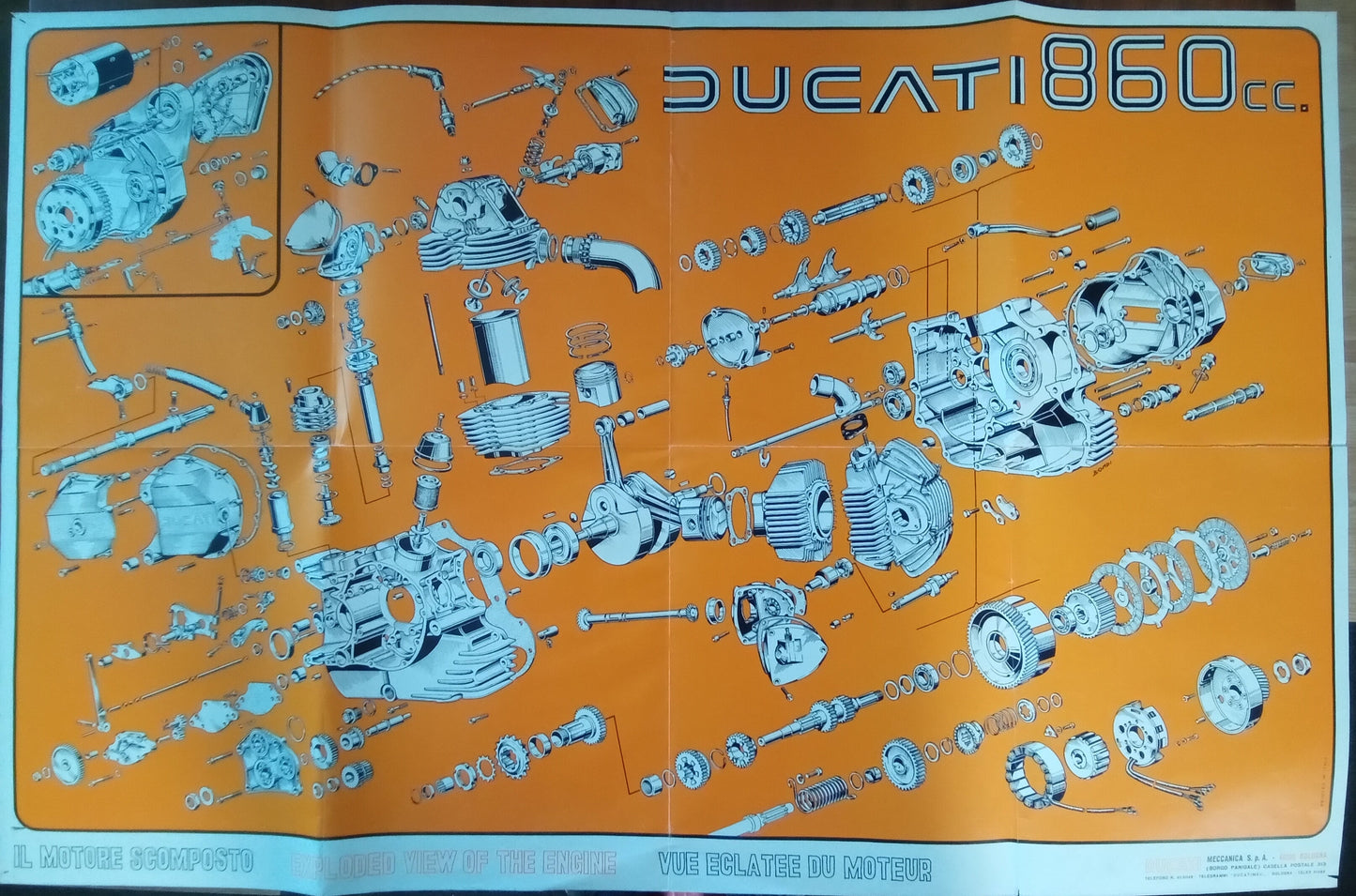 Ducati 860cc Exploded View Poster