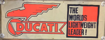 Vintage Ducati Motorcycles Dealership Store Display Advertising Banner 91x33"