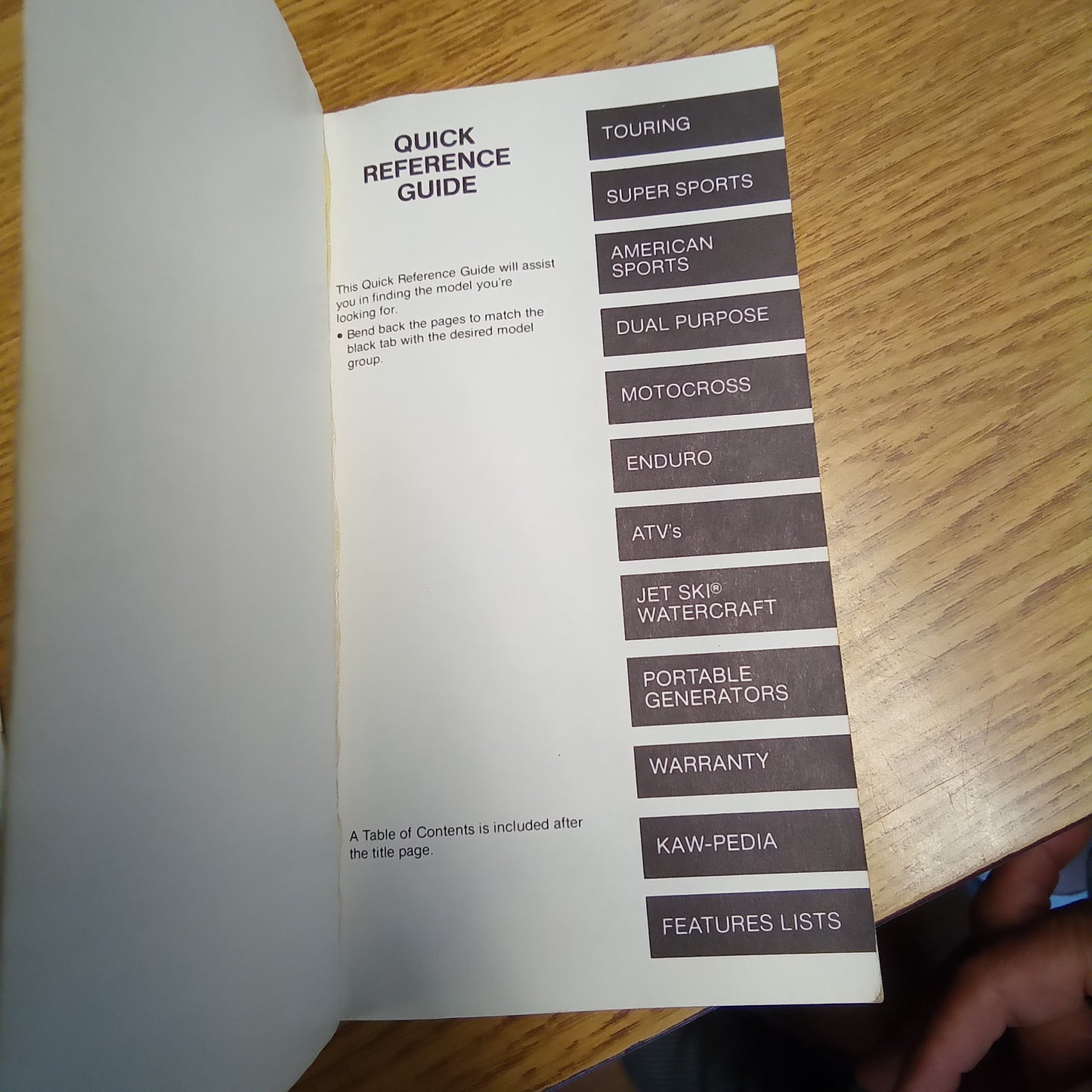 Kawasaki Sales Quick Reference Guide 1987