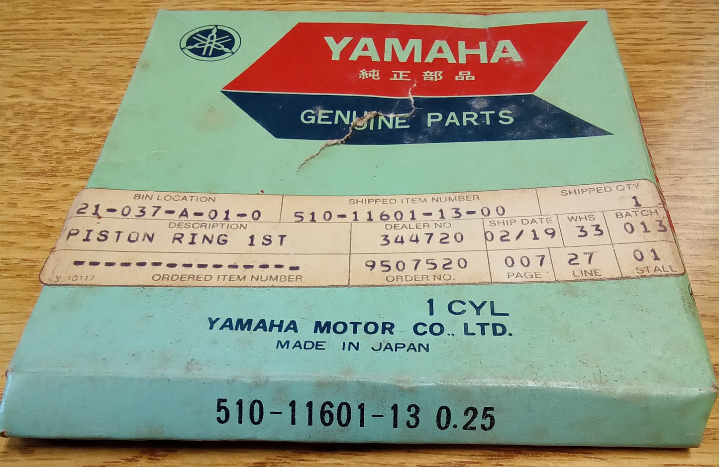 Yamaha Piston Ring Set 510-11601-13 Oversize 0.25