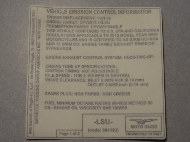 Emission control sticker (#884193)