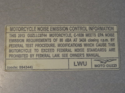 884344 NOISE EMISSIONS DECAL (#884344)