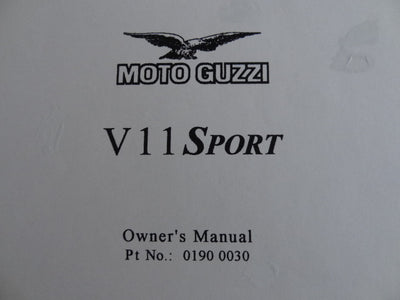 V11 Sport/Mondello 99-01 Owners Manual Reprint (# 0190 0030R) (#01900030)