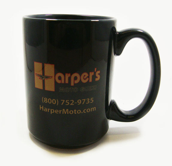 15oz Black Coffee Mug with Harper's Logo (#011004)
