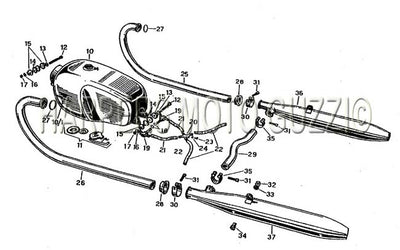 1967 1968 V700 Fuel Tank Exhaust Pipe Muffler