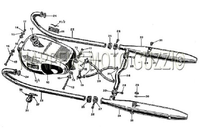 1969 1972 750 Ambassador Fuel Tank Exhaust Pipes Muffler