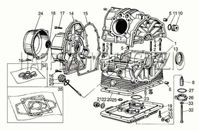 1977 1980 V 35   V 50 Acc. Elettronica 350 500 Engine Crank Case