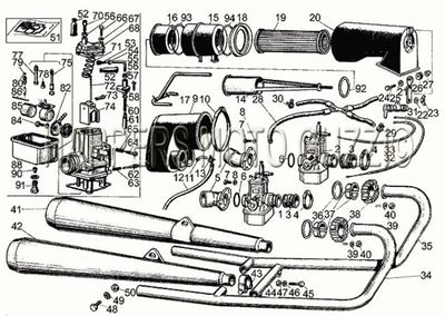 1977 1980 V 35   V 50 Acc. Elettronica 350 500 Frame Intake Exhaust