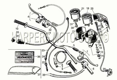 1977 1980 V 35   V 50 Acc. Elettronica 350 500 Handlebar Controls