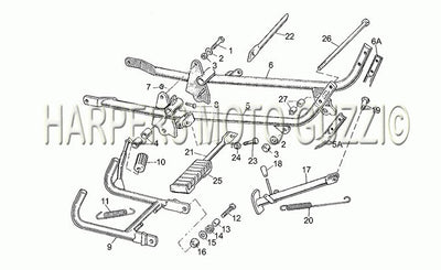 1982 1990 V 50 Pol. pa Vechiotipo 500 Frame Front Foot Rests Lateral Stand