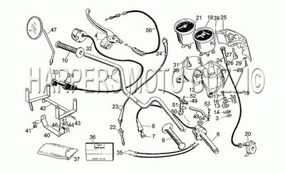1982 1990 V 50 Pol. pa Vechiotipo 500 Frame Handlebar Controls