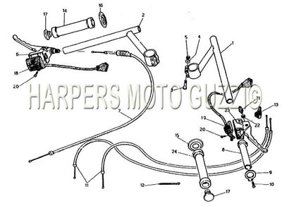 1984 1987 V 65 Lario Half Handle Bar And Controls