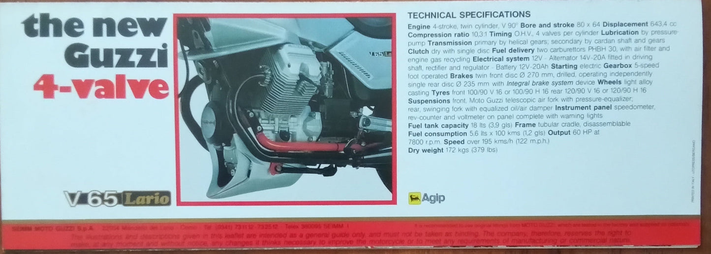 Moto Guzzi V65 Lario "4-Valve" Brochure