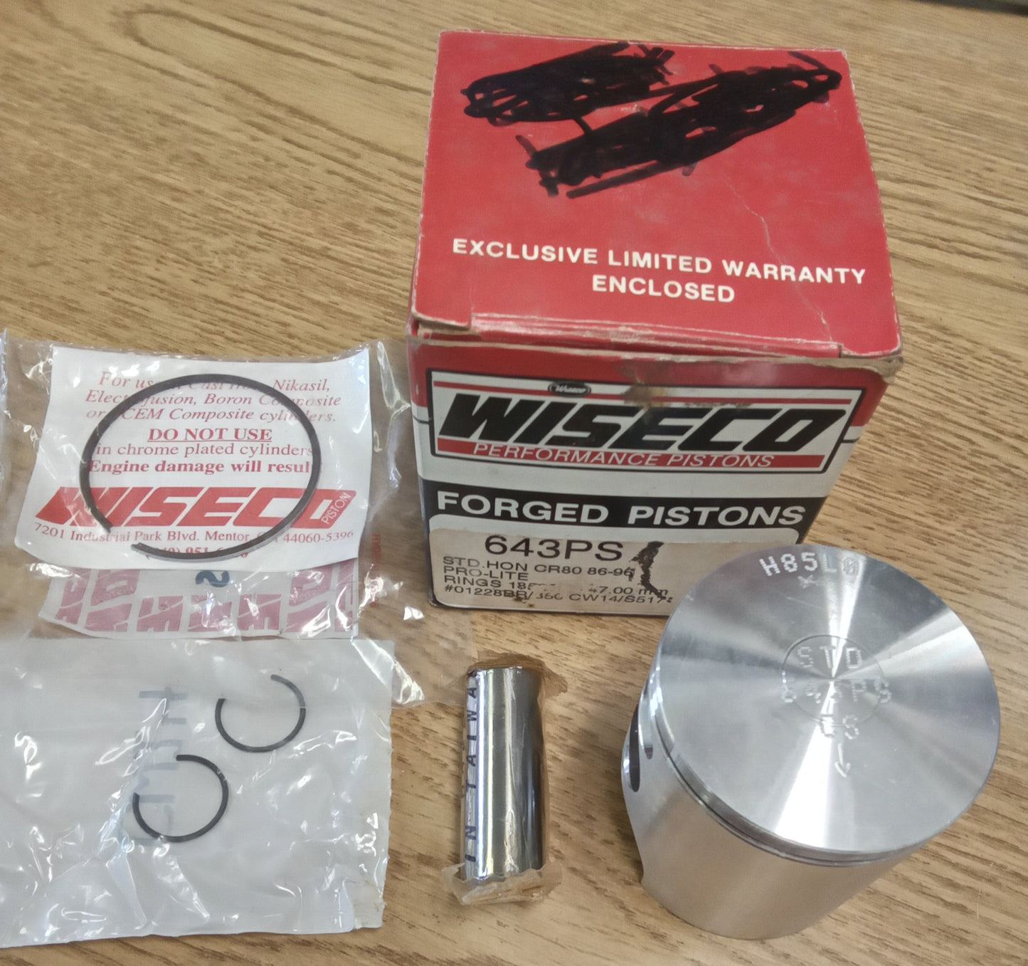 WISECO PISTON KIT Honda CR80 1986-96 STD PART #643PS