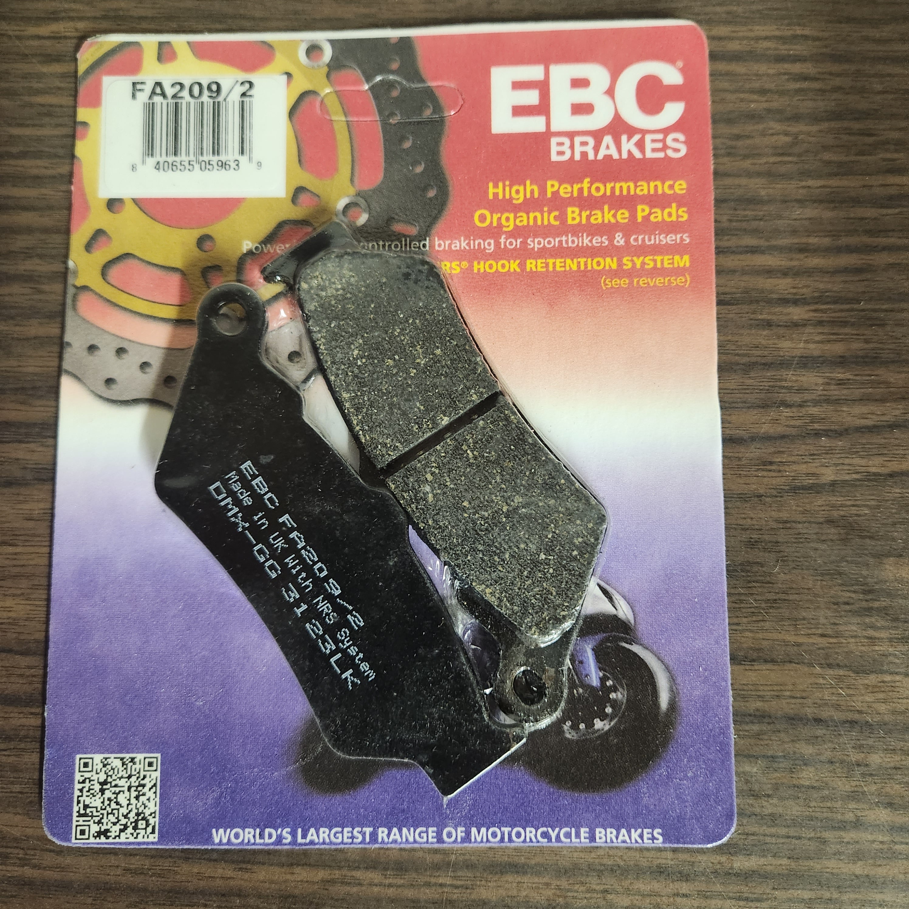 FRONT or REAR: EBC Brake Pads FA209/2 V FRONT or REAR: EBC Brake Pads FA209/2 V