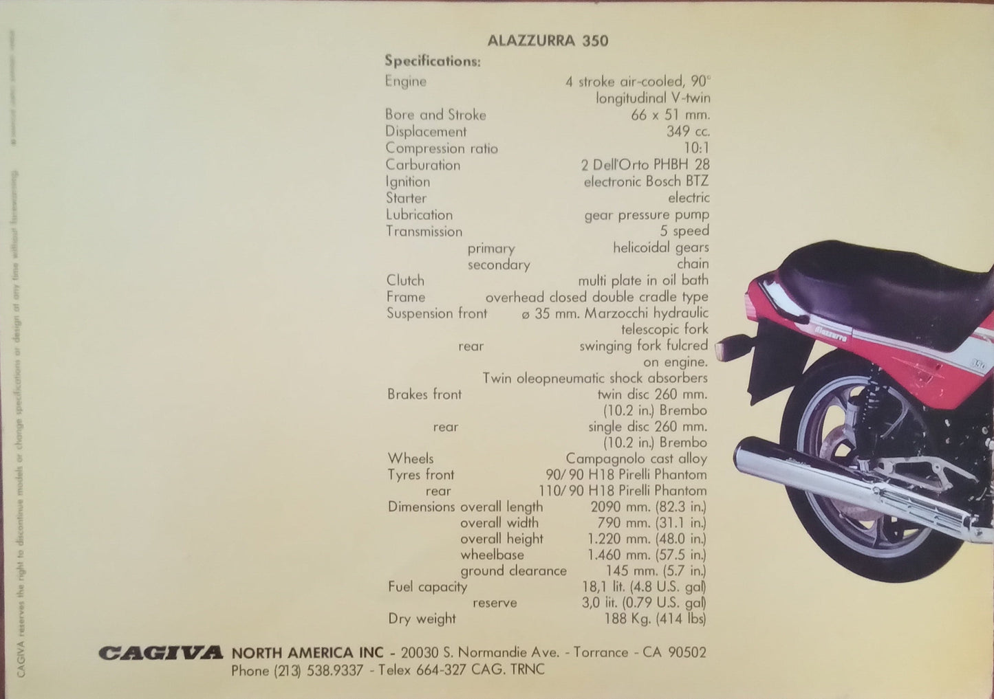 Cagiva Alazzurra 350 Small Brochure