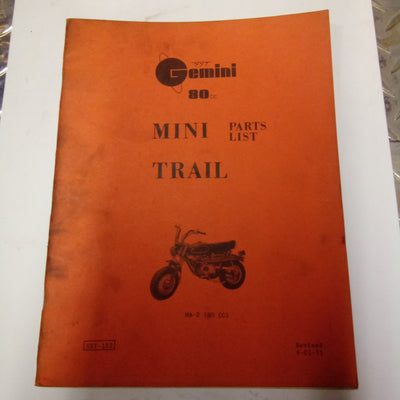Gemini 80cc Mini Trail Parts Manual