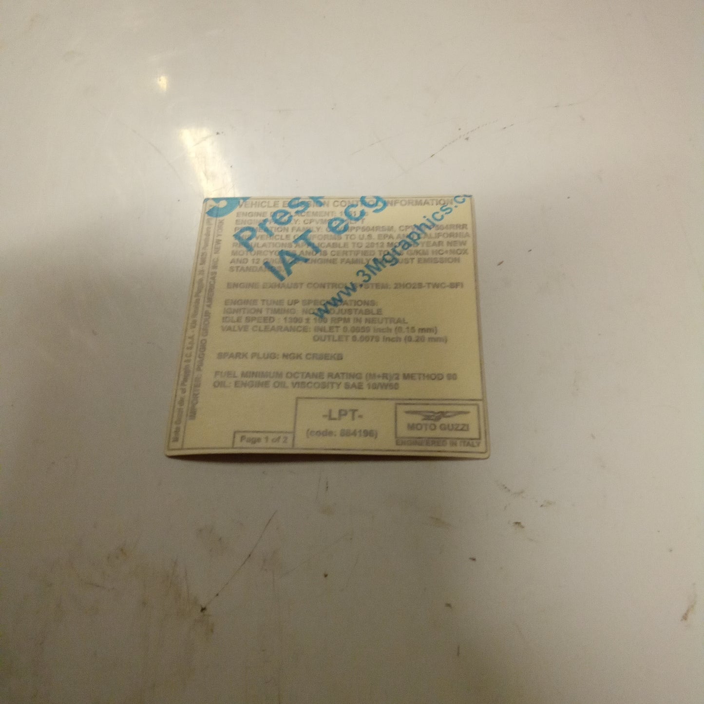 Emission control sticker (#884196)