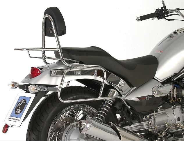 LEATHER BAG HOLDER MOTO GUZZI NEVADA CLASSIC V 750 IE FROM 04-09' / AQUILA NERA - CHROME (#625.534)