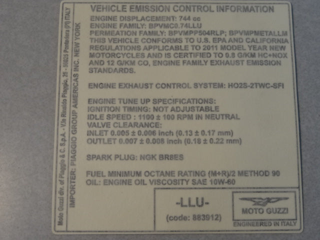 Emission control sticker (#883770)