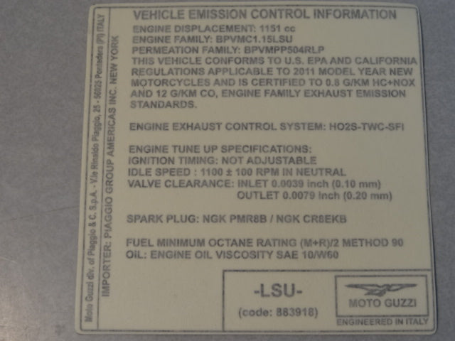 Emission control sticker (#883912)