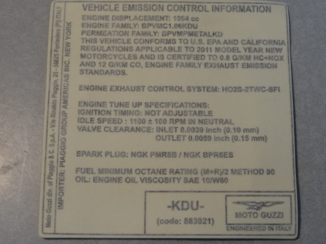 Emission control sticker (#883918)