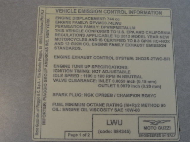 Emission control sticker (#883921)